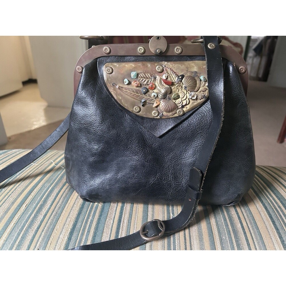 Simboli Art-Wear Boho Limited Edition 1980s Italian Vtg Leather Shoulder Bag